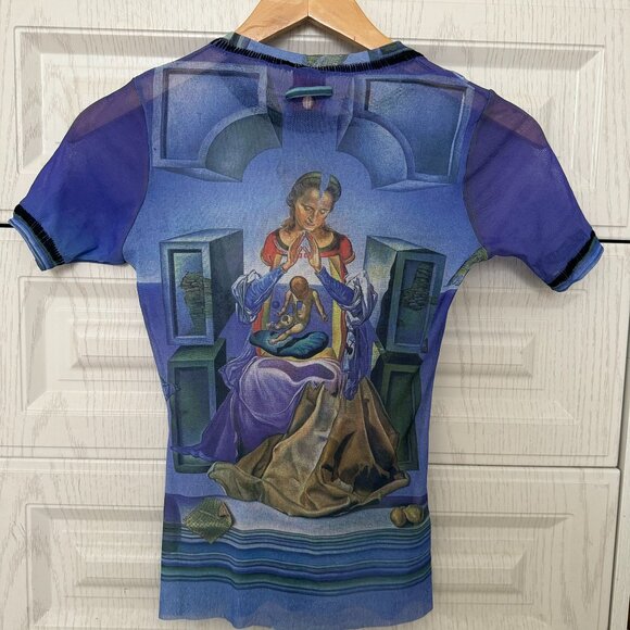 Jean Paul gaultier blue mesh short sleeve top - Picture 2 of 10